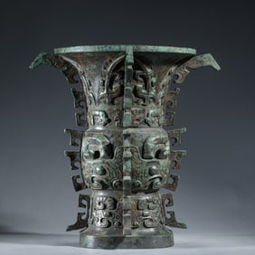 CHINESE BRONZE ZUN RITUAL WINE VESSEL