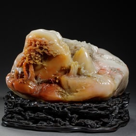 SHOUSHAN STONE CARVING OF NATURAL LANDSCAPE SCENE