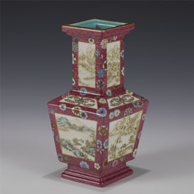 QING FAMILLE ROSE BOTTLE VASE