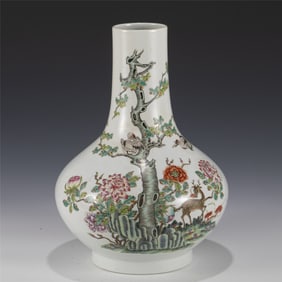 QING TONGZHI FAMILLE ROSE BOTTLE VASE
