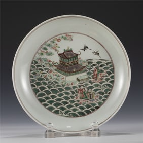 QING KANGXI WUCAI IMMORTALS PLATE