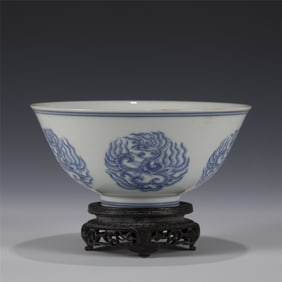 MING CHENGHUA BLUE & WHITE PHOENIX BOWL
