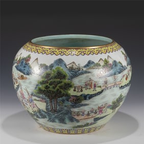 QING FAMILLE ROSE BRUSH WASH POT