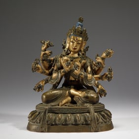 GILT - BRONZE TIBETAN BUDDHIST STATUE
