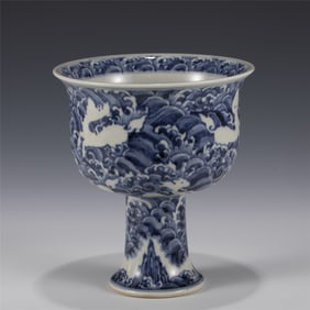 MING XUANDE BLUE & WHITE TALL BOWL