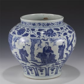 YUAN BLUE & WHITE CYLINDER JAR
