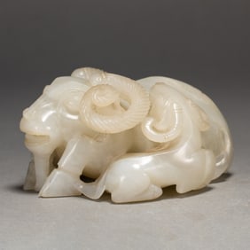 WHITE JADE CARVING OF SHEEP