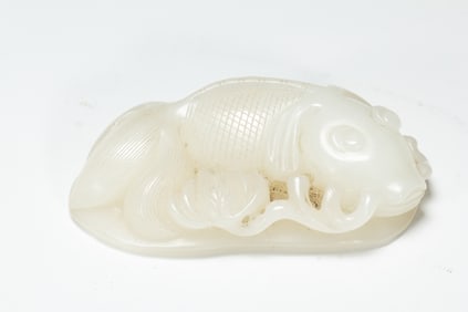 WHITE JADE FISH - SHAPED ORNAMENT
