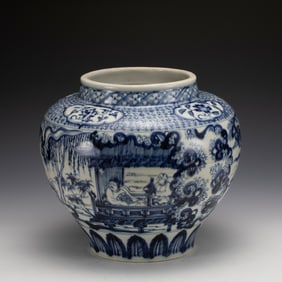 MING BLUE & WHITE JAR