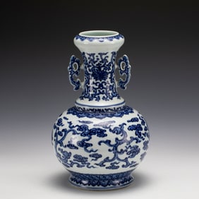 BLUE & WHITE DRAGON AMPHORA VASE