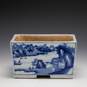 YUAN BLUE & WHITE LANDSCAPE PLANT POT
