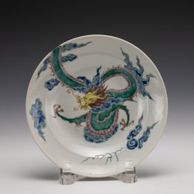 GUANGXU FAMILLE ROSE DRAGON PLATE