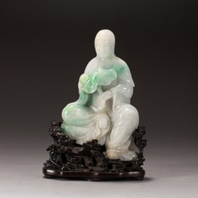 JADEITE - CARVED ARHAT STATUE