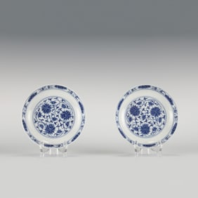 QING XUANTONG BLUE AND WHITE SMALL PLATES