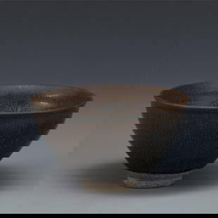 SONG JIANYAO BOWL: Measurements: Width: 12.8 cm, Height: 7.5 cm Chinese Song Dynasty Jianyao Porcelain Bowl. Potted with a shallow body, slight deep, thick and bulbous body, with angled cavetto elevated the steep sides