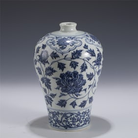 MING BLUE & WHITE PLUM VASE