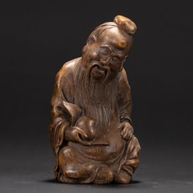 BAMBOO - CARVED STATUE OF THE LONGEVITY STAR
