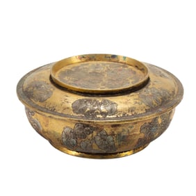 GILT - BRONZE COVERED BOX WITH CHISELED FLORAL PATTERNS