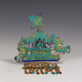 KINGFISHER - FEATHER INLAID GOLD ORNAMENT