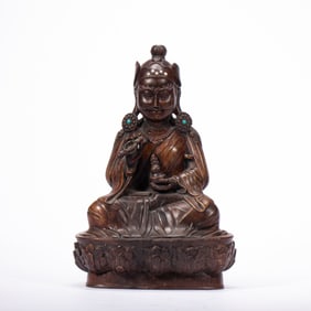 WOOD - CARVED BUDDHIST STATUE