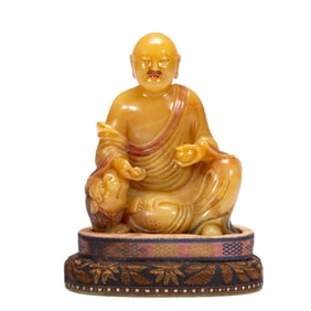 SOAPSTONE CARVING OF ARHAT STATUE
