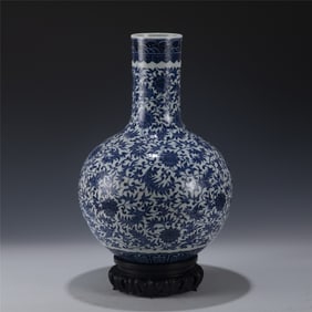 YONGZHENG BLUE & WHITE CELESTIAL VASE ON STAND
