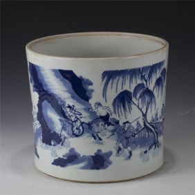 QING BLUE & WHITE LARGE BRUSH POT
