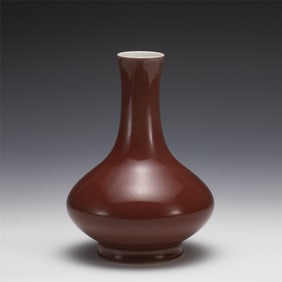 QING QIANLONG SACRIFICIAL RED VASE