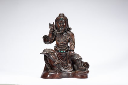 WOOD - CARVED STATUE OF GUAN GONG
