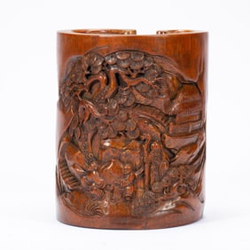 BAMBOO - CARVED BRUSH HOLDER