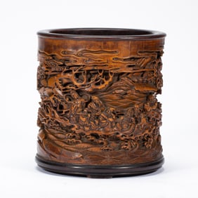 BAMBOO - CARVED BRUSH HOLDER