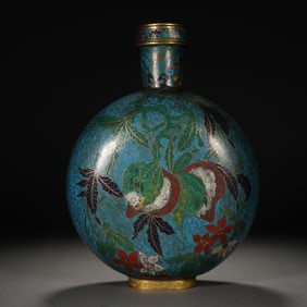 CLOISONNE FLATTENED - BODY POT WITH COPPER BASE