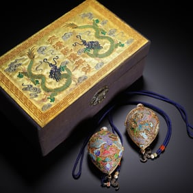 GILT SILVER WITH ENAMEL DRAGON - PATTERNED PENDANTS