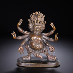 TIBETAN BUDDHIST BRONZE STATUE OF WRATHFUL DEITY (MAHAKALA)