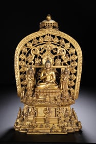 GILDED BRONZE BUDDHA STATUE IN TIBETAN BUDDHISM