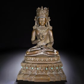 BRONZE BUDDHIST BODHISATTVA STATUE