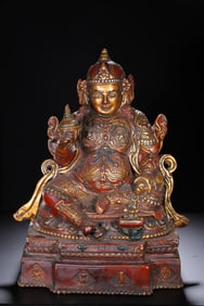 GILDED BRONZE STATUE OF VAISHRAVANA IN TIBETAN BUDDHISM