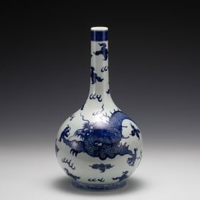 QING YONGZHENG BLUE PEKING BOTTLE VASE