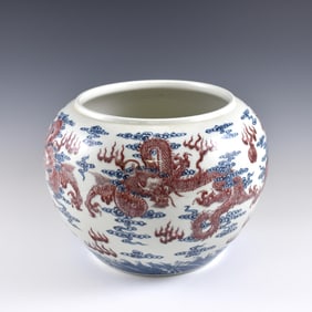 YONGZHENG RED DRAGON & BLUE CLOUDS BRUSH WASHER