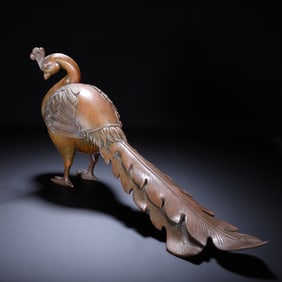 BRONZE PEACOCK SCULPTURE