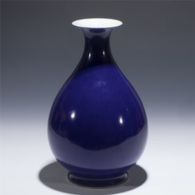 QING QIANLONG JI BLUE JADE POT SPRING VASE