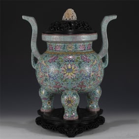 QING QIANLONG FAMILLE ROSE INCENSE BURNER