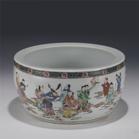 QING KANGXI FAMILLE ROSE BRUSH WASH POT
