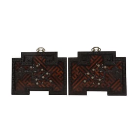 A PAIR OF CHINESE WOODEN HANGING PANELS