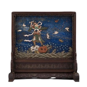 LAPIS LAZULI & STONE INLAID TABLE SCREEN