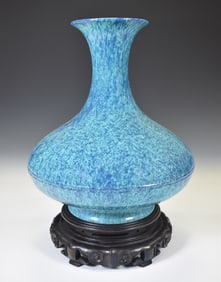 FINE CHINESE FLAMBE BLUE TEA-DUST GLAZED VASE