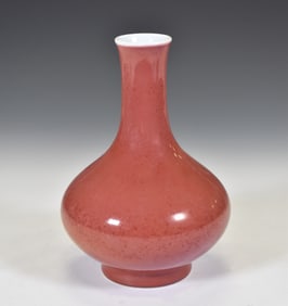 QING QIANLONG SACRIFICE RED BOTTLE VASE