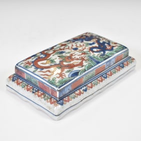 WANLI WUCAI DRAGON PORCELAIN INK BOX
