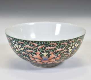 QIANLONG FAMILLE NOIR FLORAL BOWL