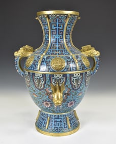 QING GILT BRONZE CLOISONNE ENAMEL VASE